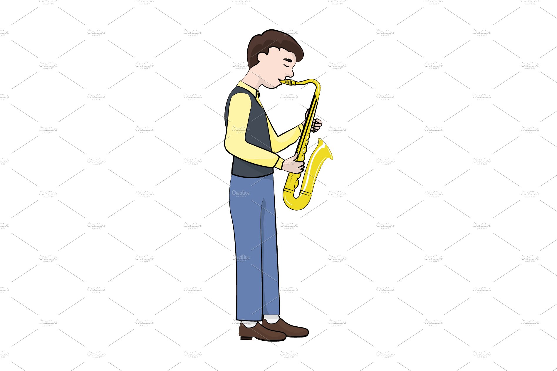 man (boy) plays the saxophone. cover image.