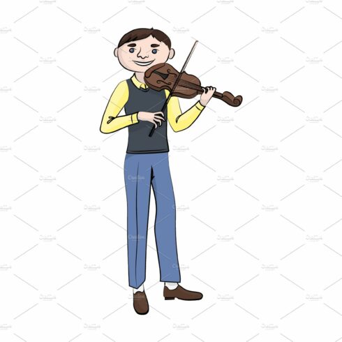 man (boy) playing the violin. Vector cover image.