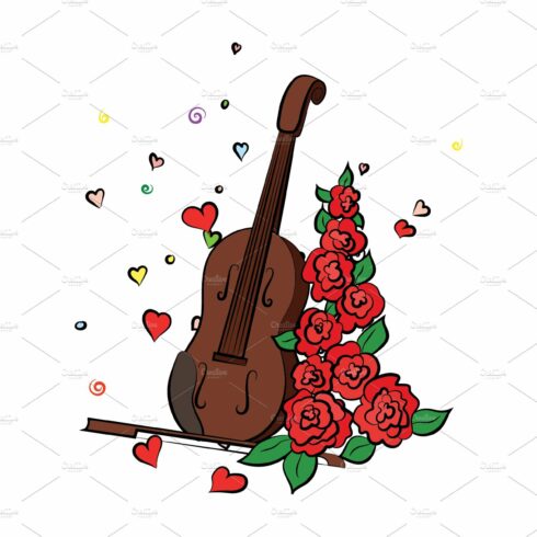 Violin and roses vector. cover image.