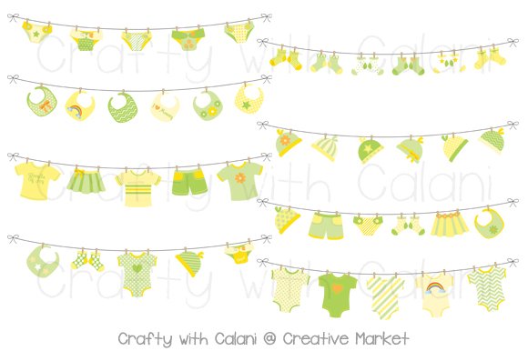 Yellow Green Baby Laundry Bunting cover image.