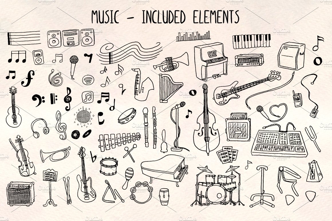 70+ Musical Vector Graphics Kit cover image.