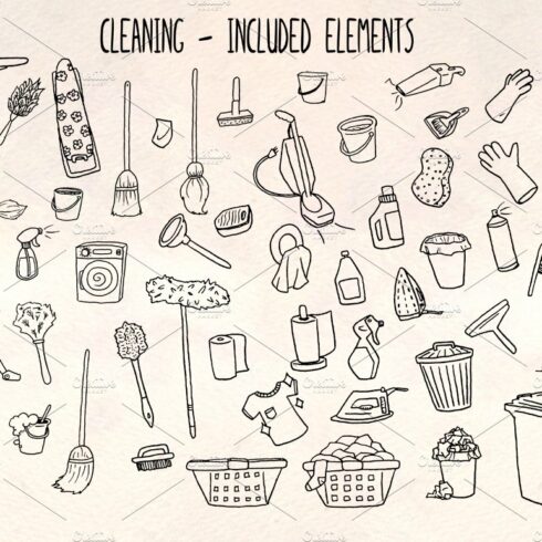 60 Cleaning and Housework Graphics cover image.