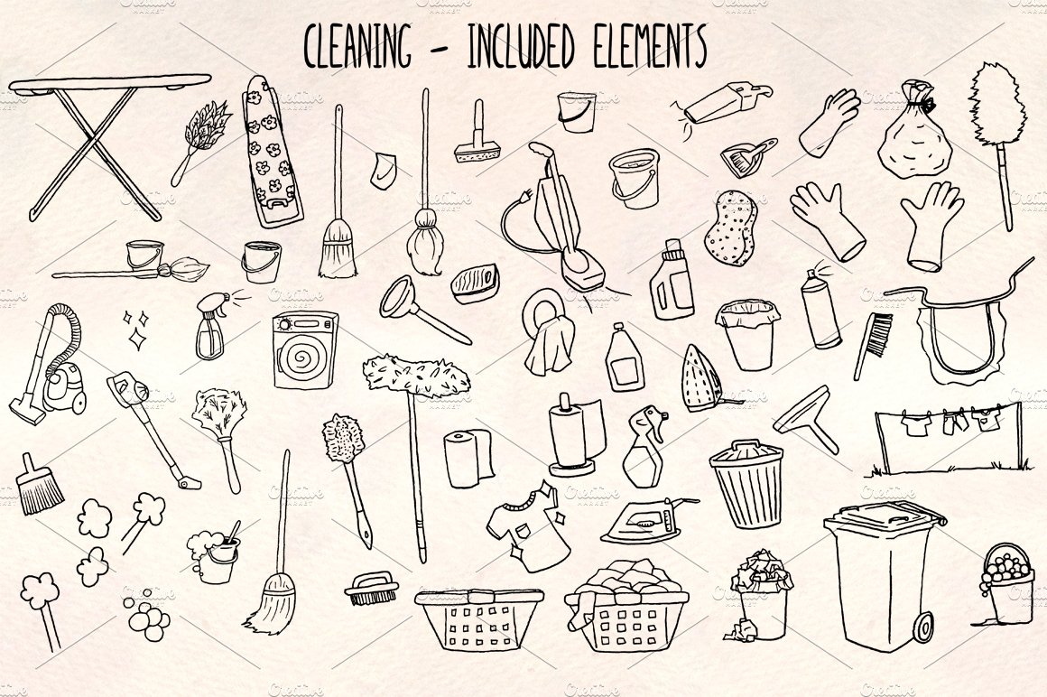 60 Cleaning and Housework Graphics cover image.