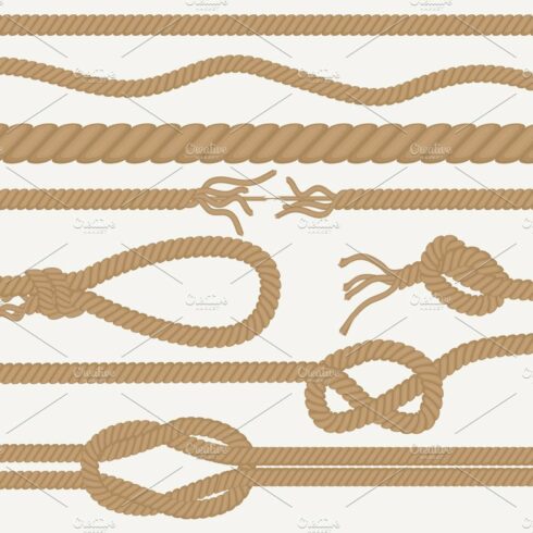 Realistic vector ropes & knots set cover image.