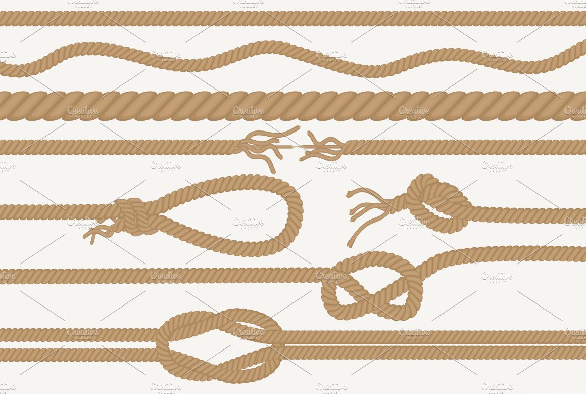 Realistic vector ropes & knots set cover image.