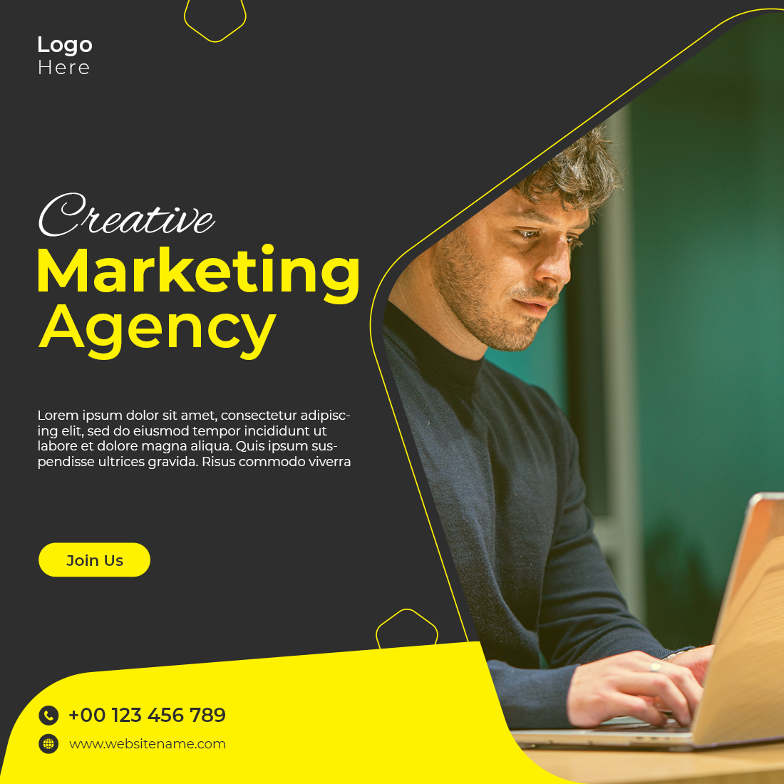 Creative Marketing Agency Social Media Post Template preview image.