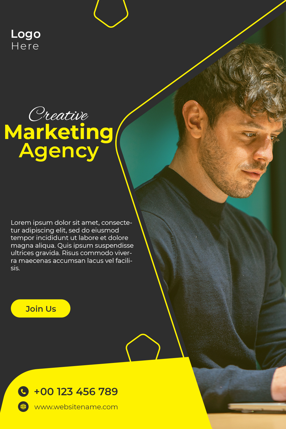 Creative Marketing Agency Social Media Post Template pinterest preview image.
