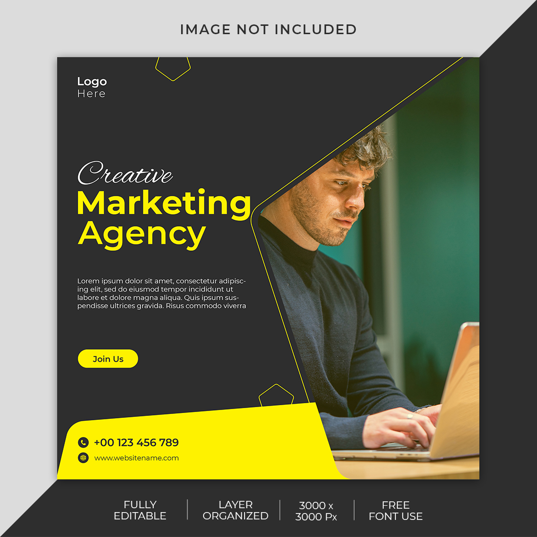 Creative Marketing Agency Social Media Post Template cover image.