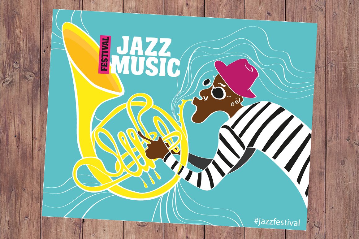 Jazz poster with saxophonist preview image.