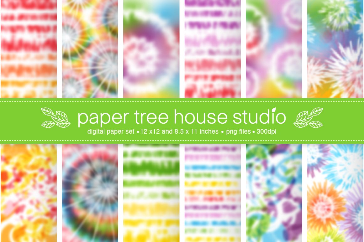 Bright Tie Dye Digital Paper Pattern cover image.