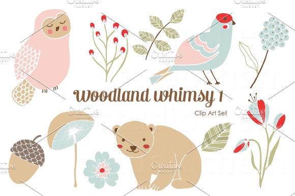 Woodland Whimsy 1 .PNG Clip Art Set cover image.