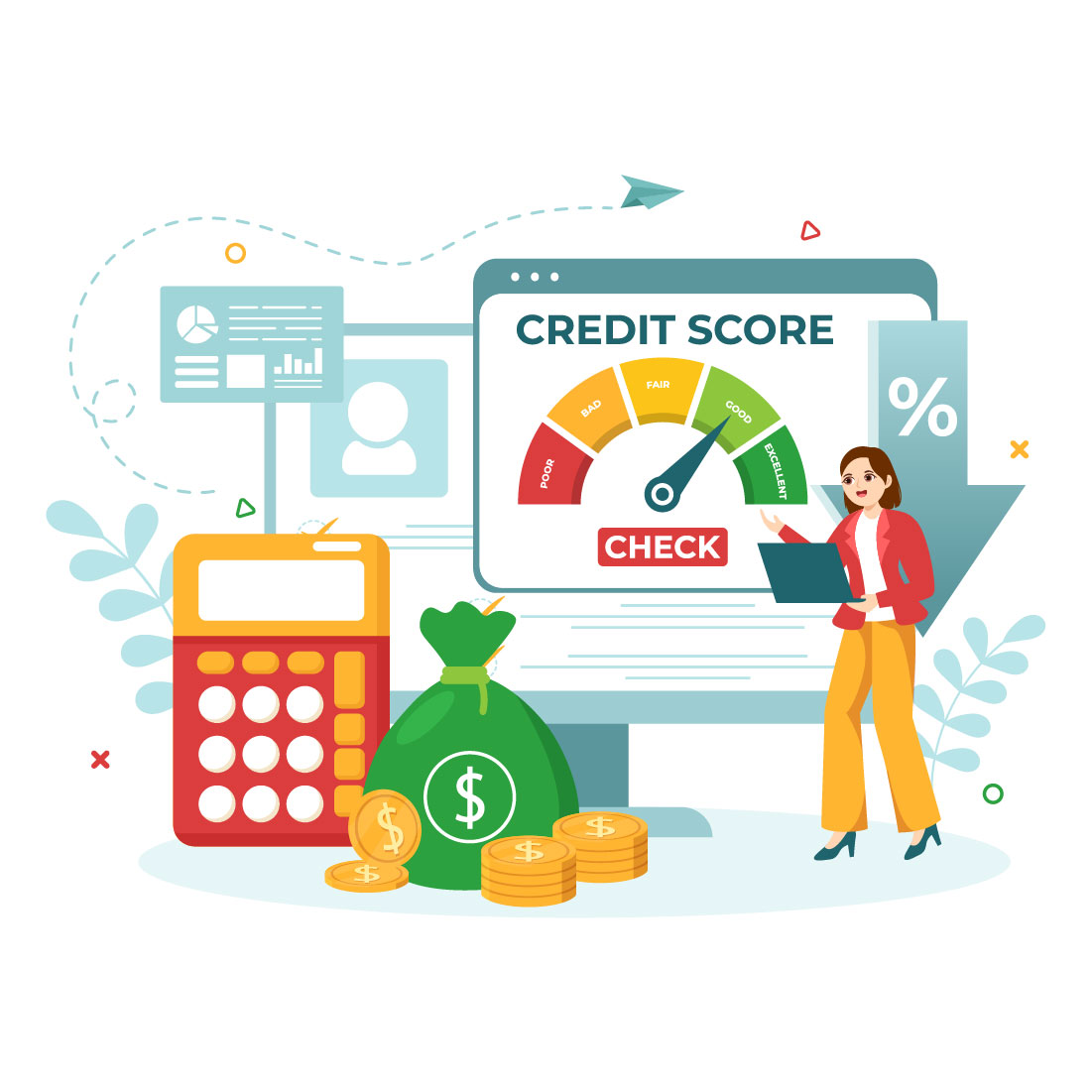 14 Credit Score Vector Illustration preview image.