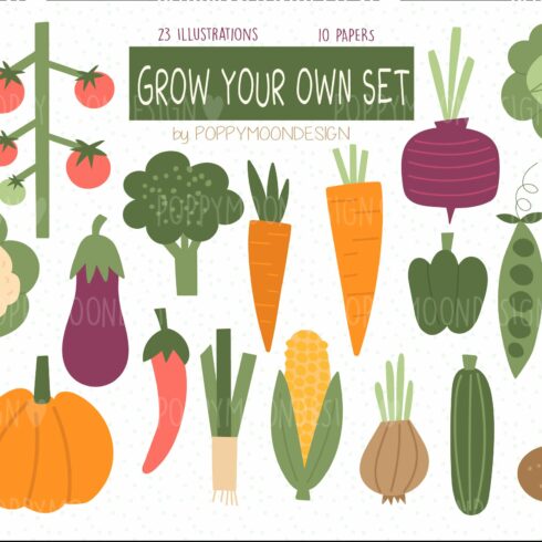 Grow Your Own clipart and paper set cover image.