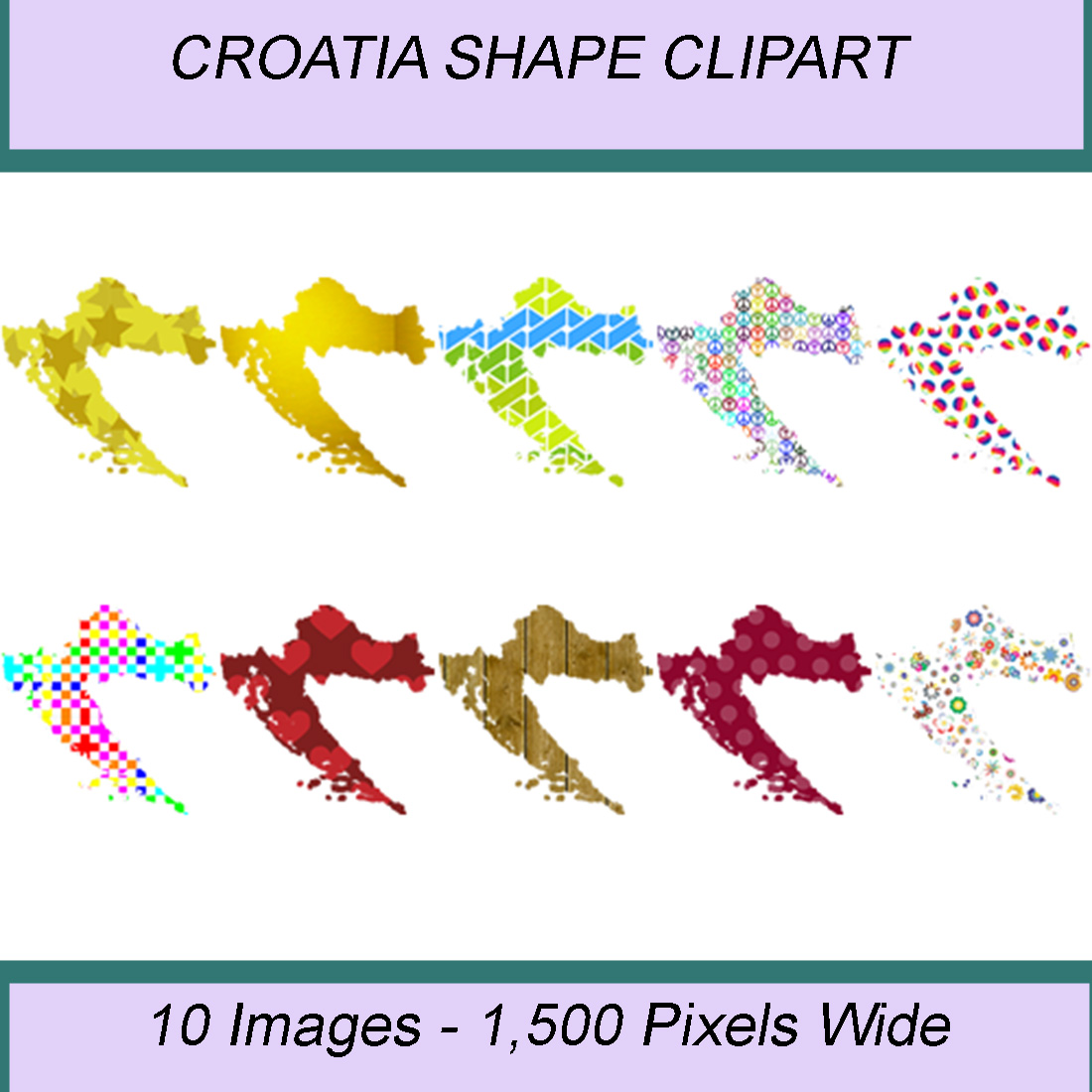 CROATIA SHAPE CLIPART ICONS cover image.