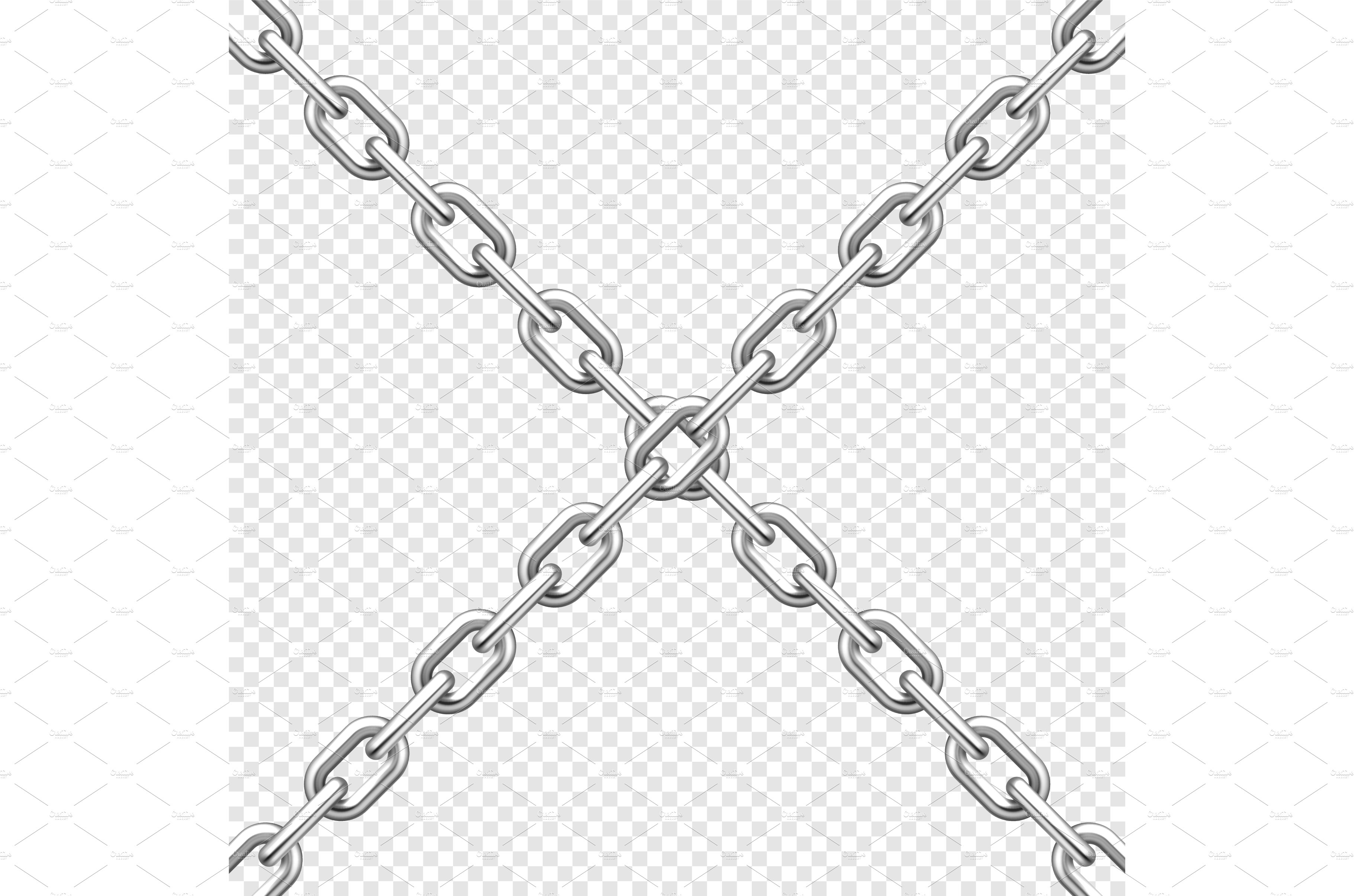 Realistic crossing metal chains with cover image.