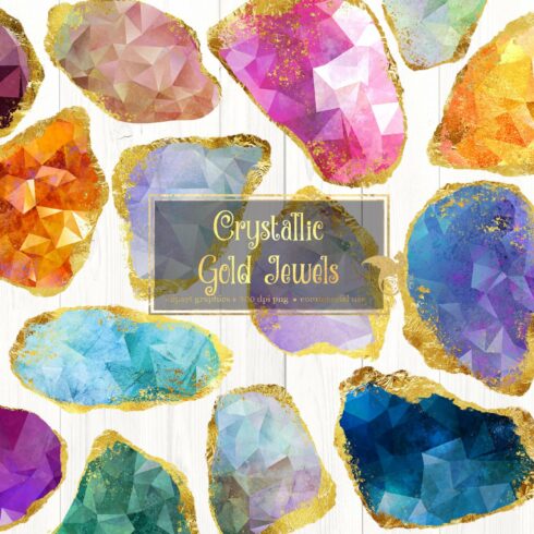 Crystallic Gold Jewels Clipart cover image.