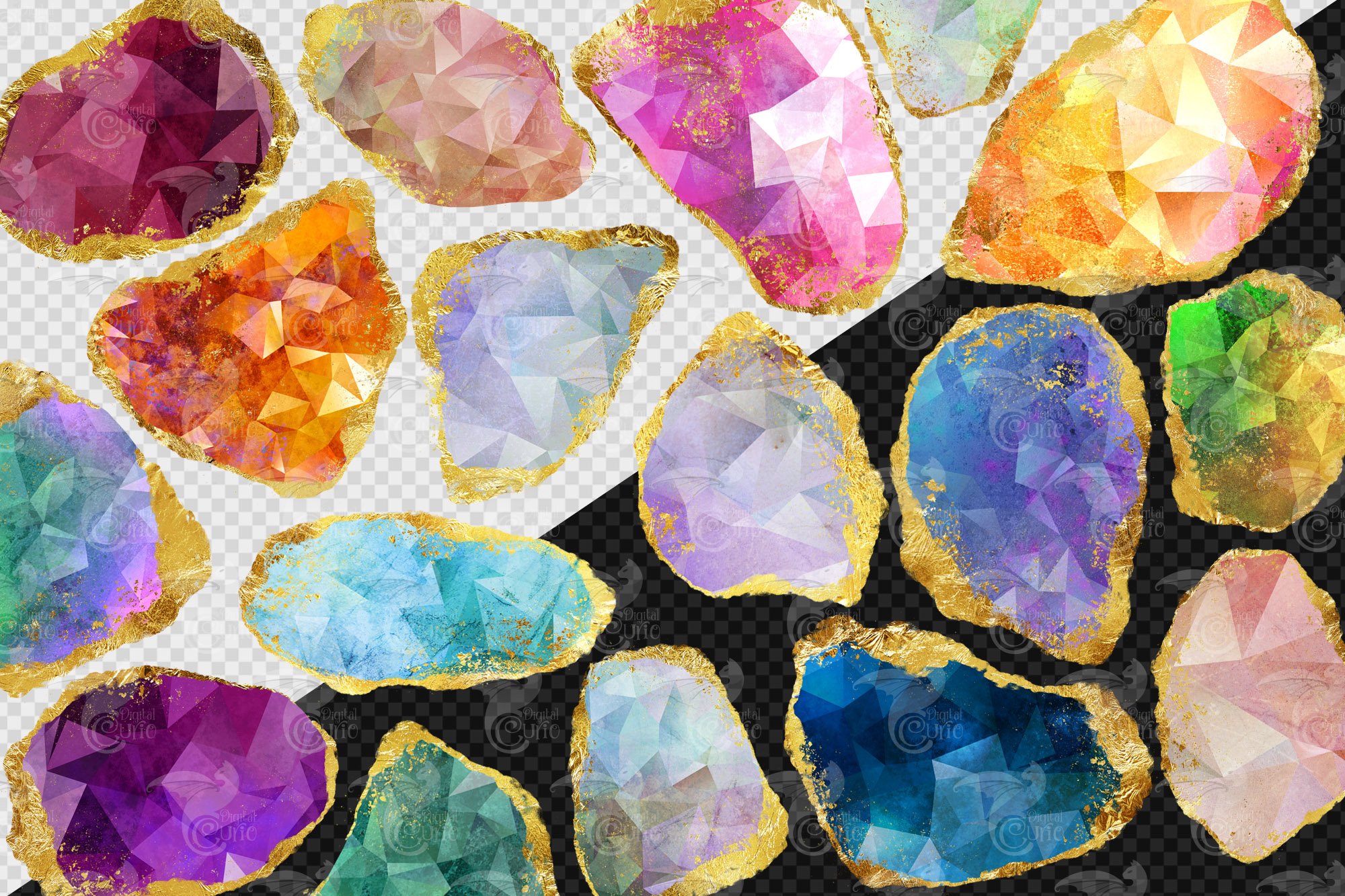 Crystallic Gold Jewels Clipart preview image.