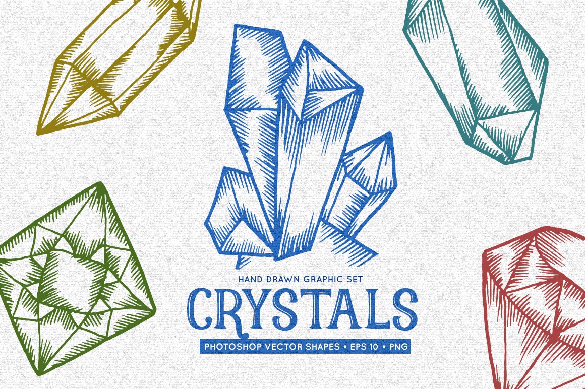 Crystals hand drawn graphic set cover image.