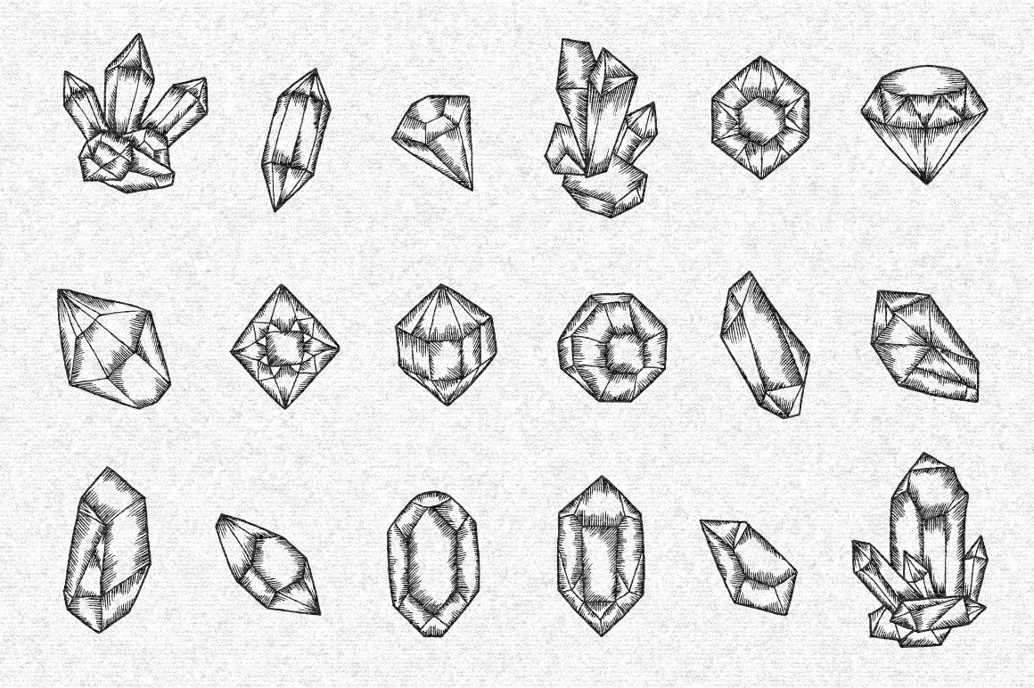 crystals hand drawn set pr 3 509