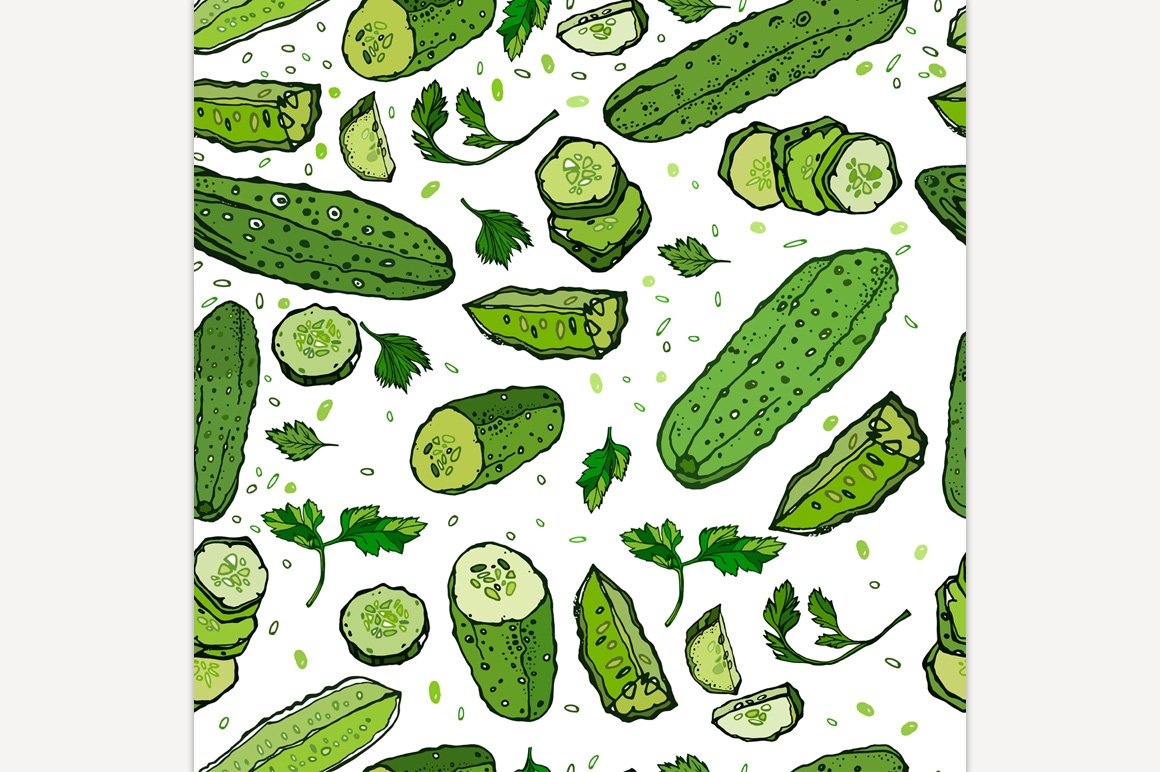 Hand Drawn Cucumber Pattern cover image.