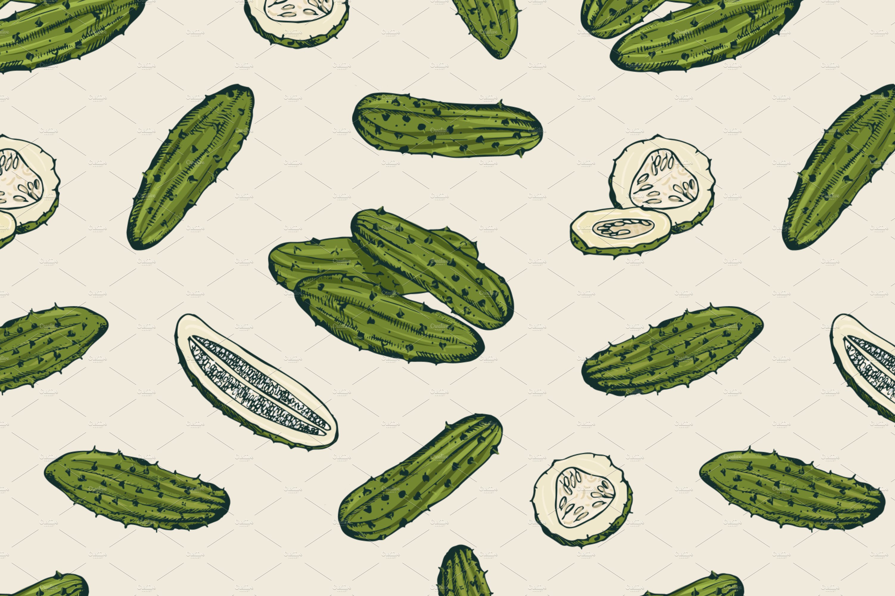 different cucumbers seamless preview image.