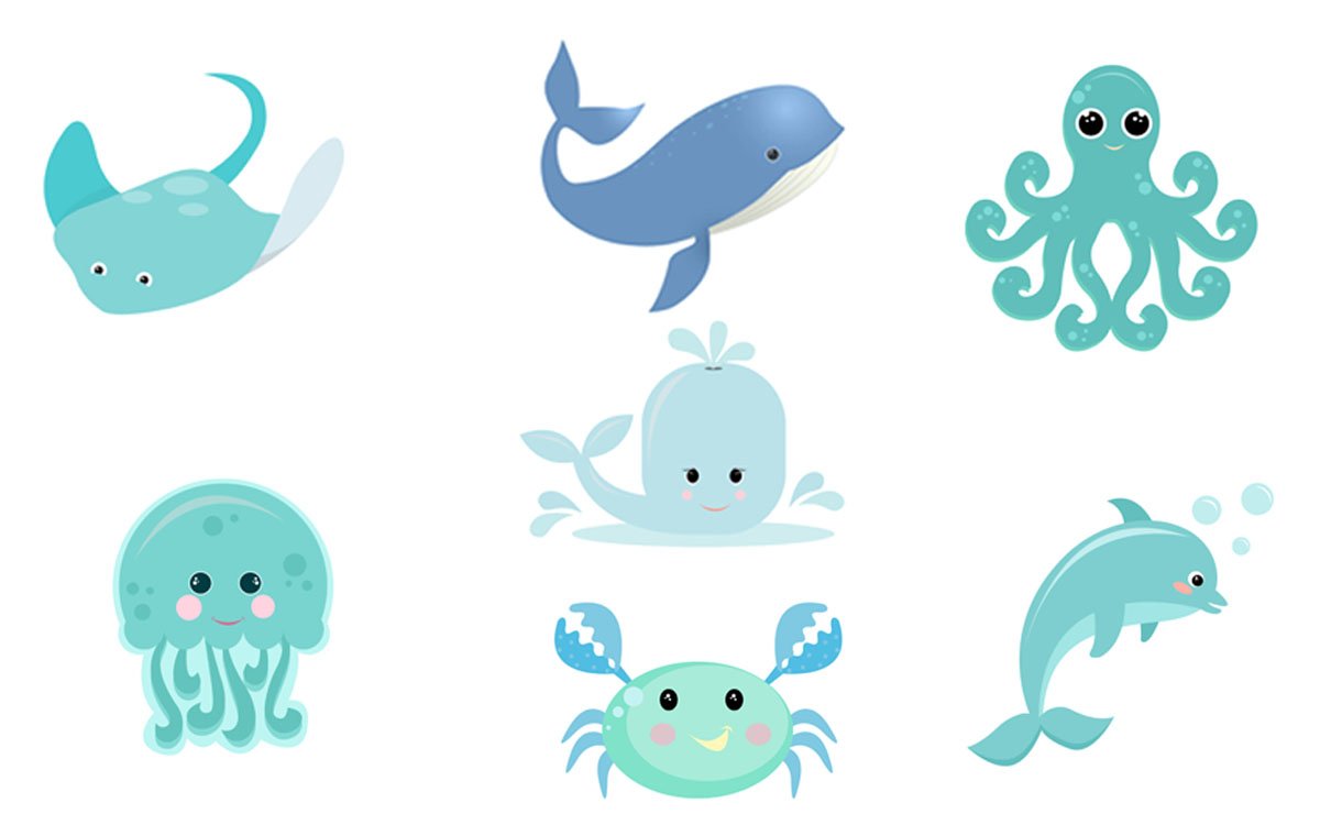 Cute sea creatures set cover image.