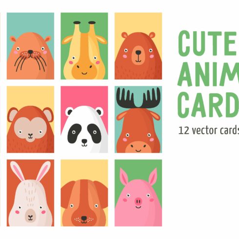 Cute animals card set cover image.