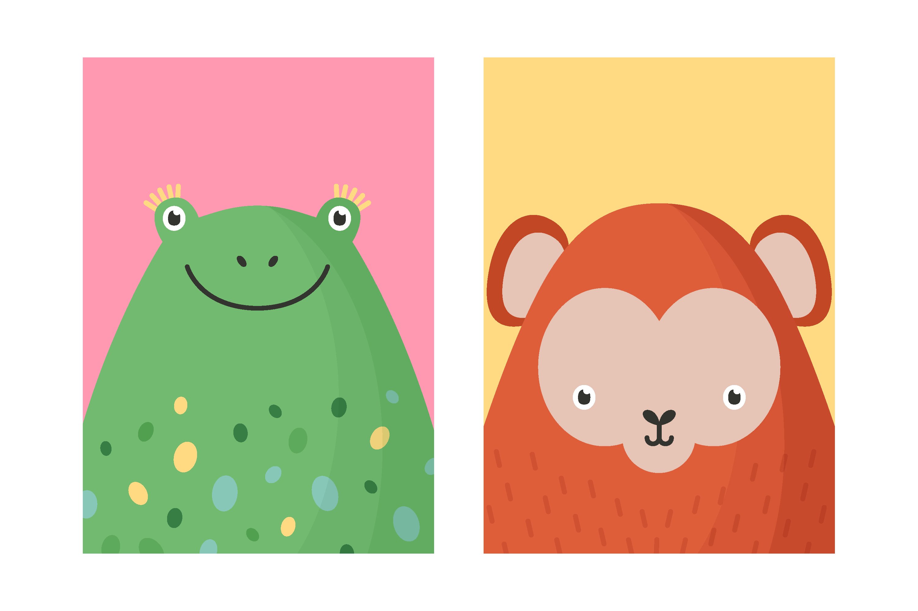 Cute animals card set preview image.