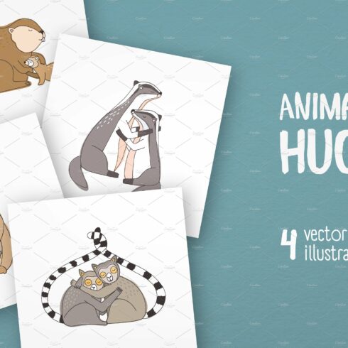 Cute pair of embracing animals cover image.