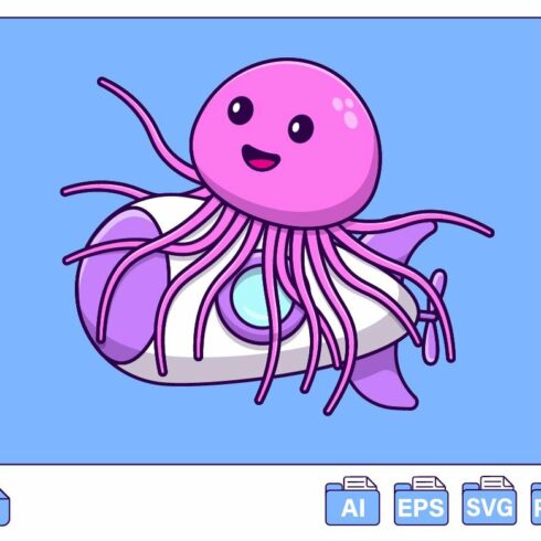 Cute Jellyfish Riding Submarine cover image.