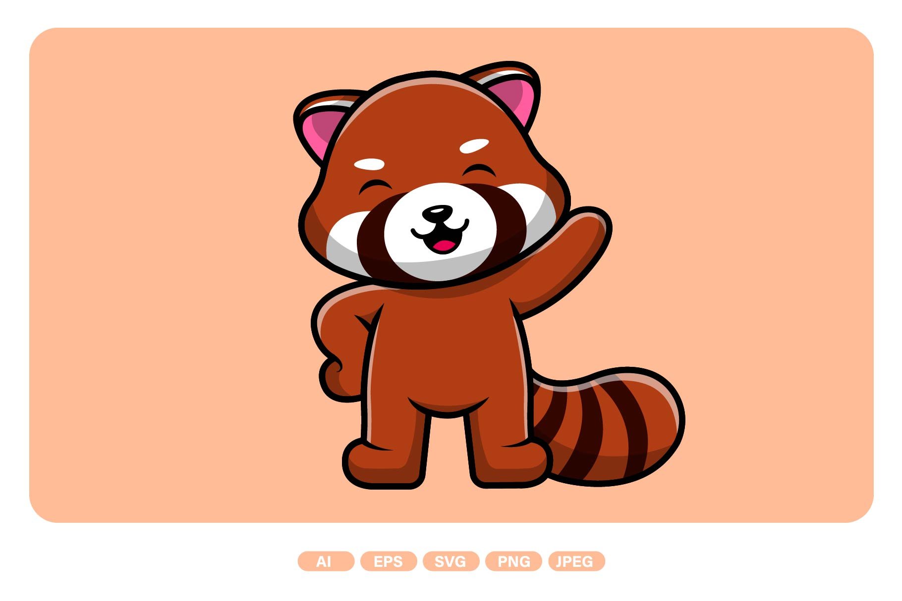 Cute Red Panda Waving Hand cover image.
