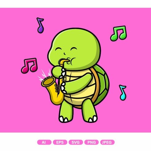 Cute Turtle Playing Saxophone cover image.