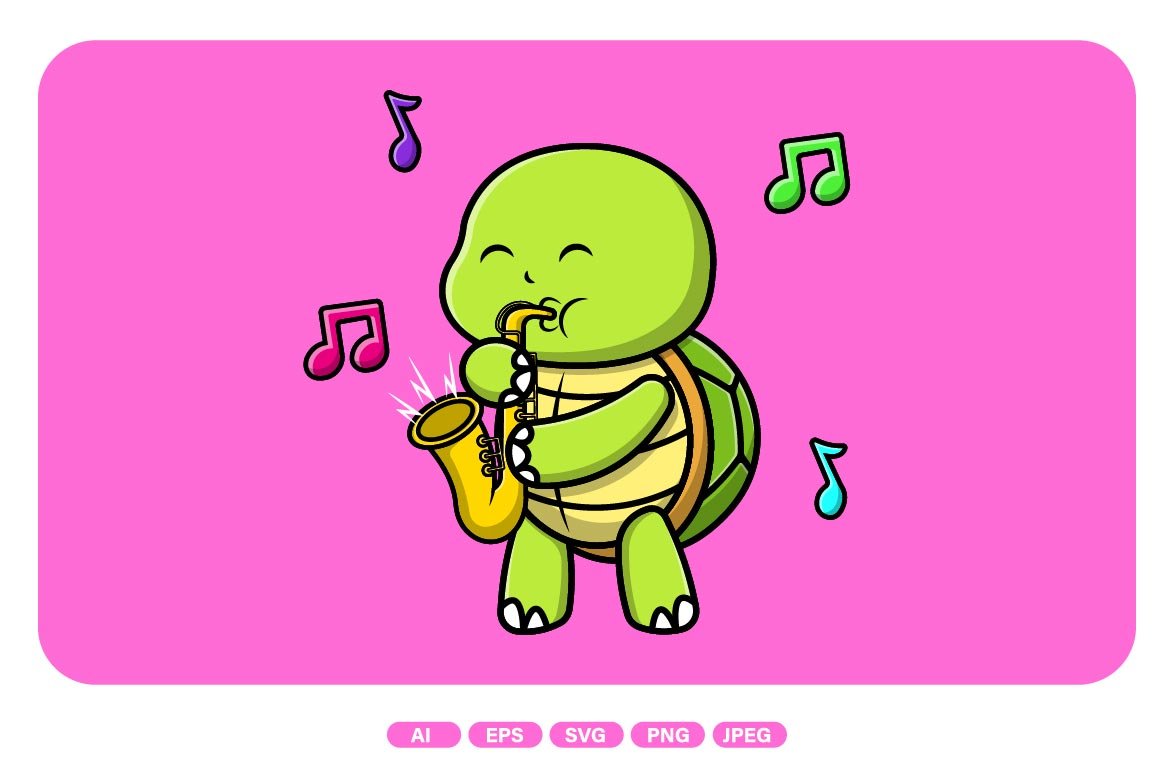 Cute Turtle Playing Saxophone cover image.