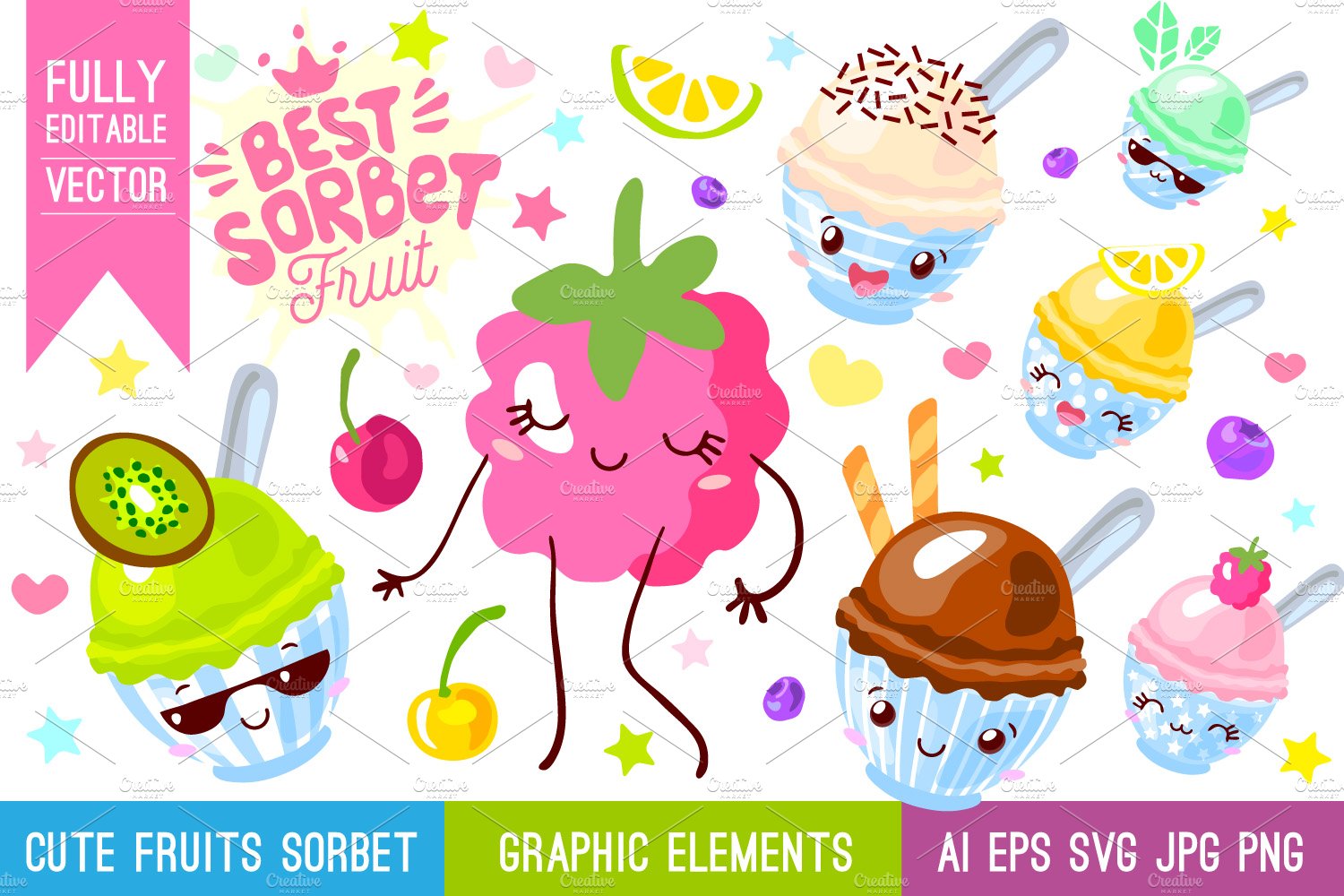 Cute Fruits Sorbet Characters MINI cover image.