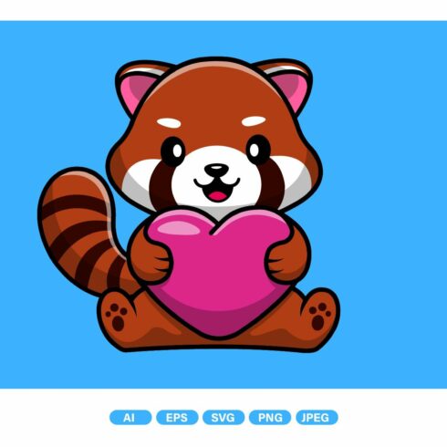 Cute Red Panda Holding Heart Love cover image.