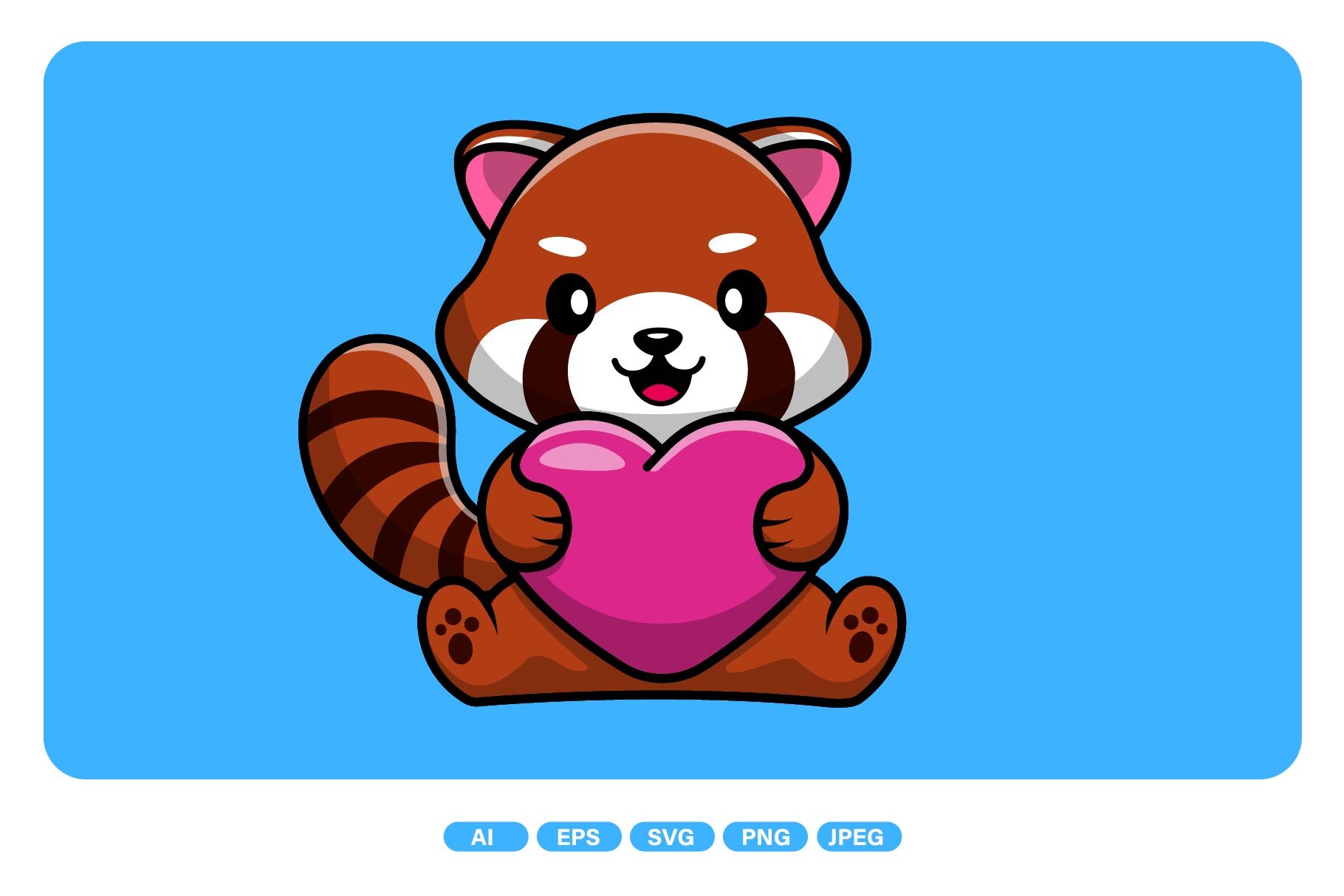 Cute Red Panda Holding Heart Love cover image.