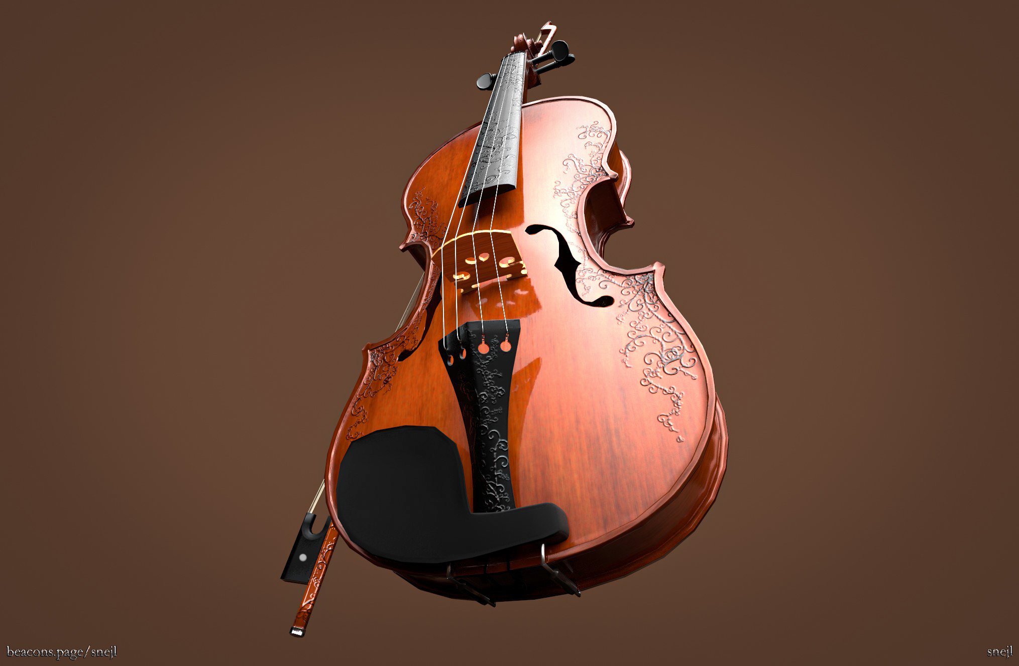 Violin 3d model (Game ready) preview image.