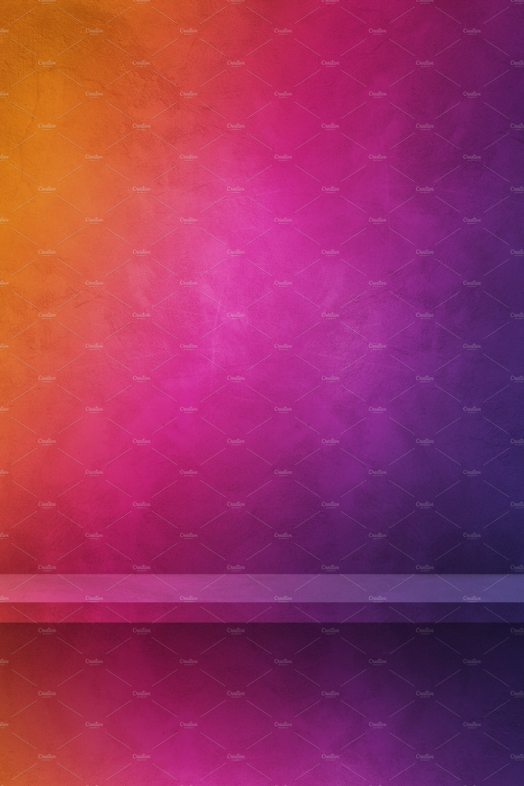 Empty shelf on a colorful wall. Background template. Vertical ba cover image.