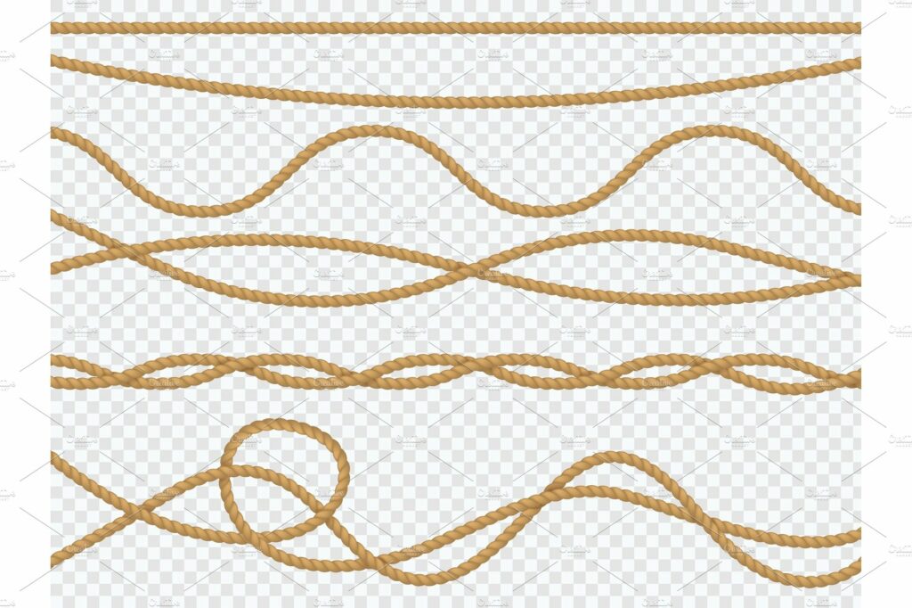 Realistic fiber ropes. Curve rope – MasterBundles