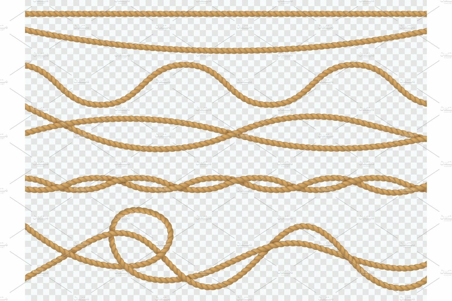 Realistic fiber ropes. Curve rope – MasterBundles