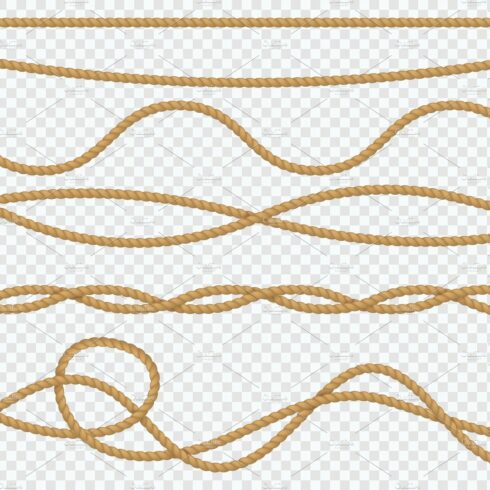Realistic fiber ropes. Curve rope cover image.