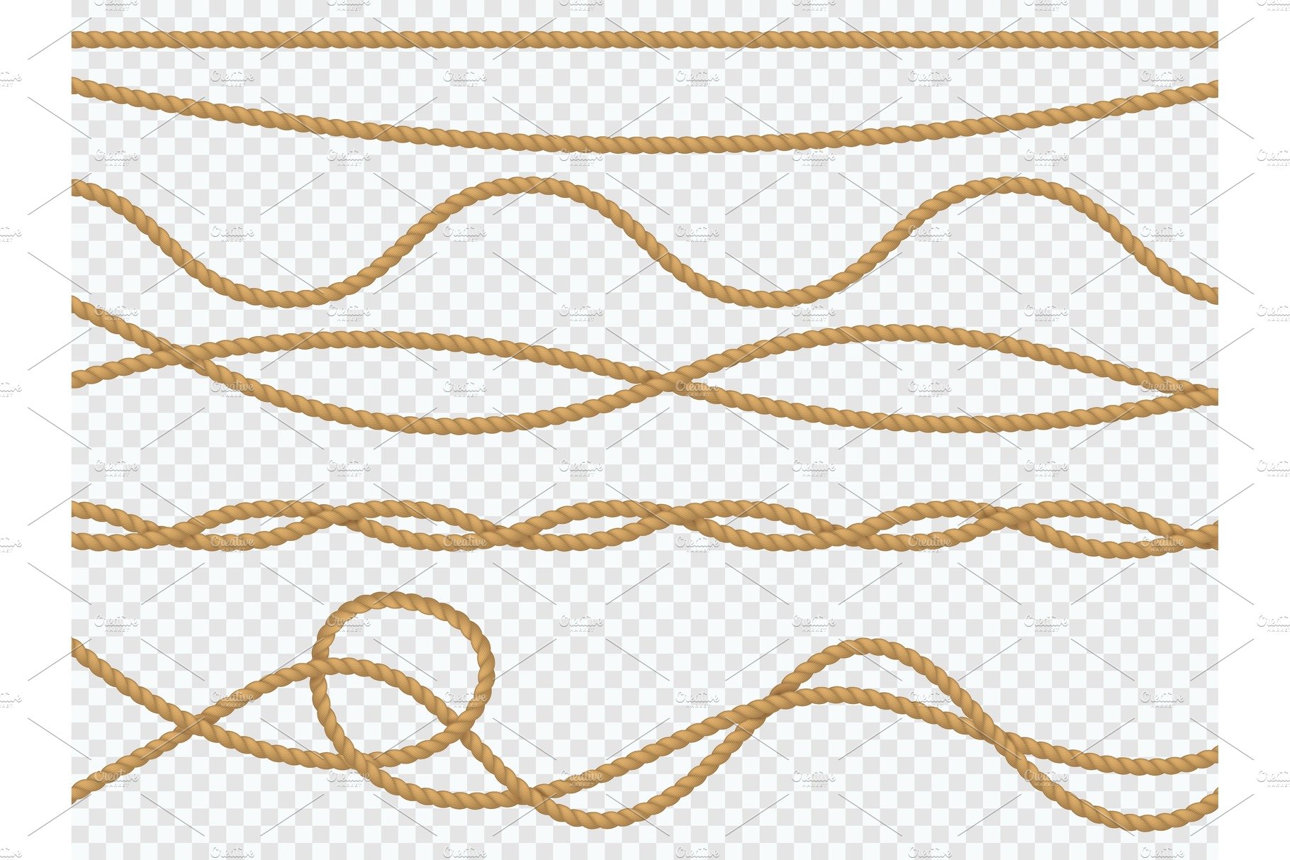 Realistic fiber ropes. Curve rope cover image.