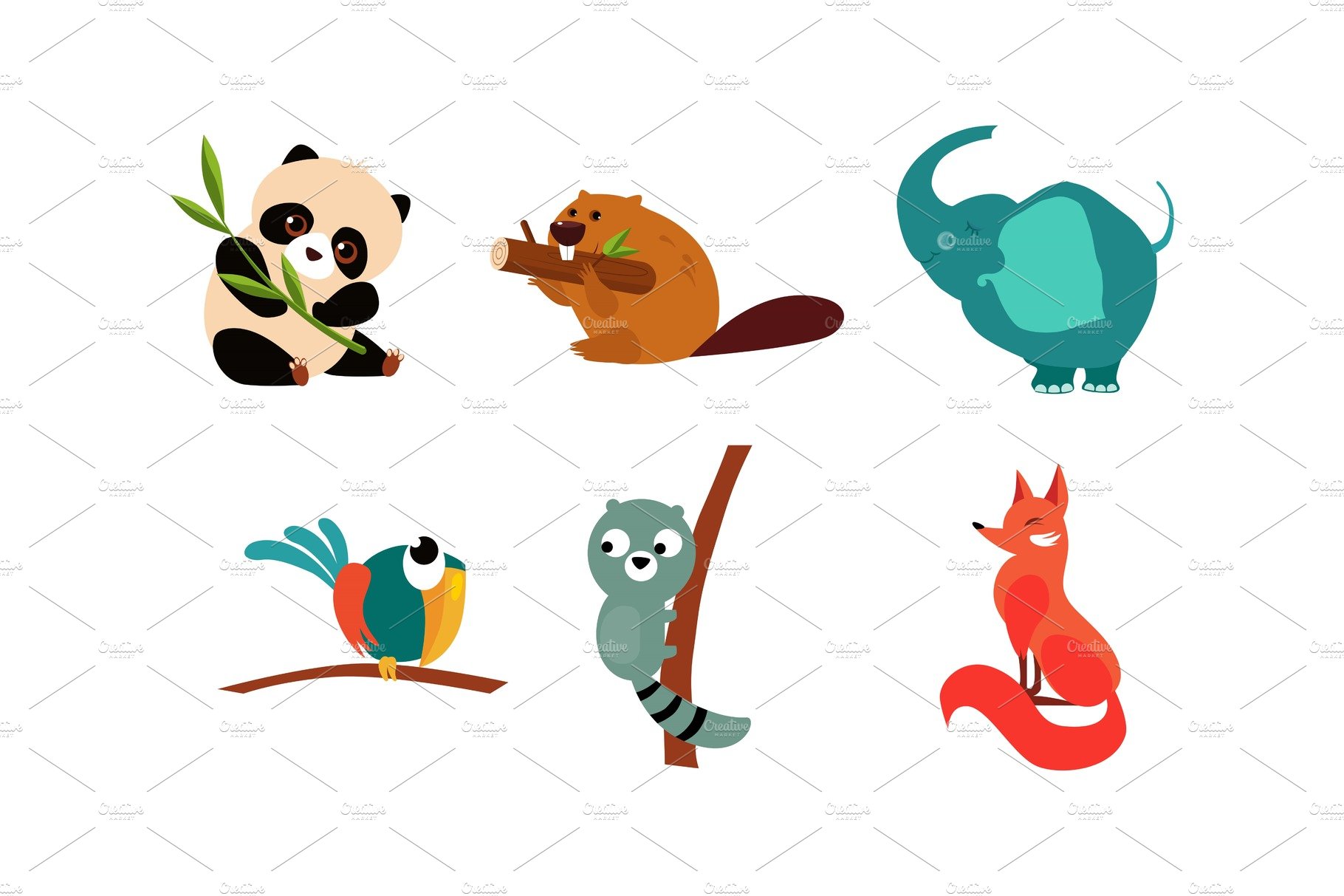 Collection of cute animals, panda cover image.