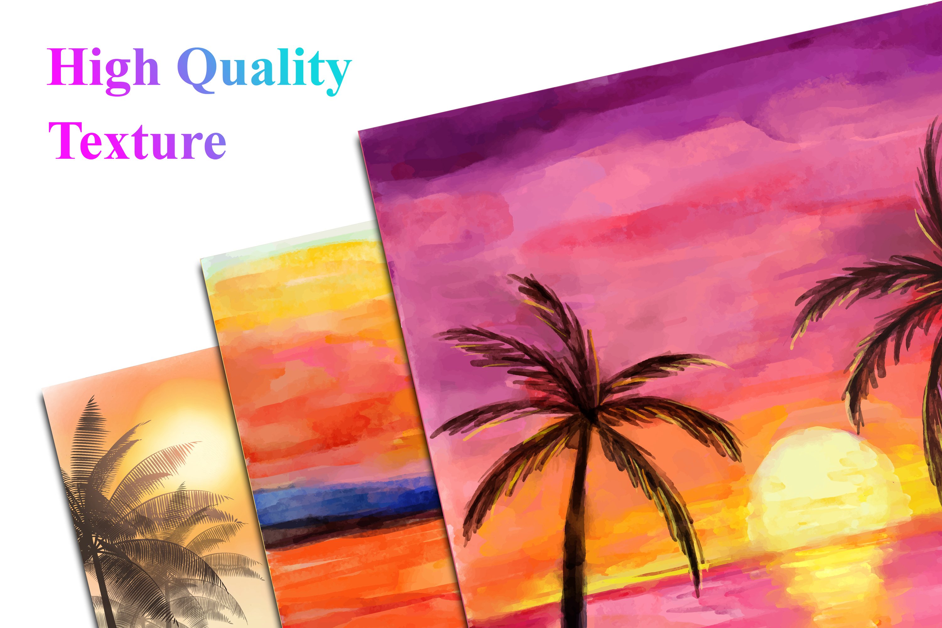 Watercolor Sunset Background preview image.