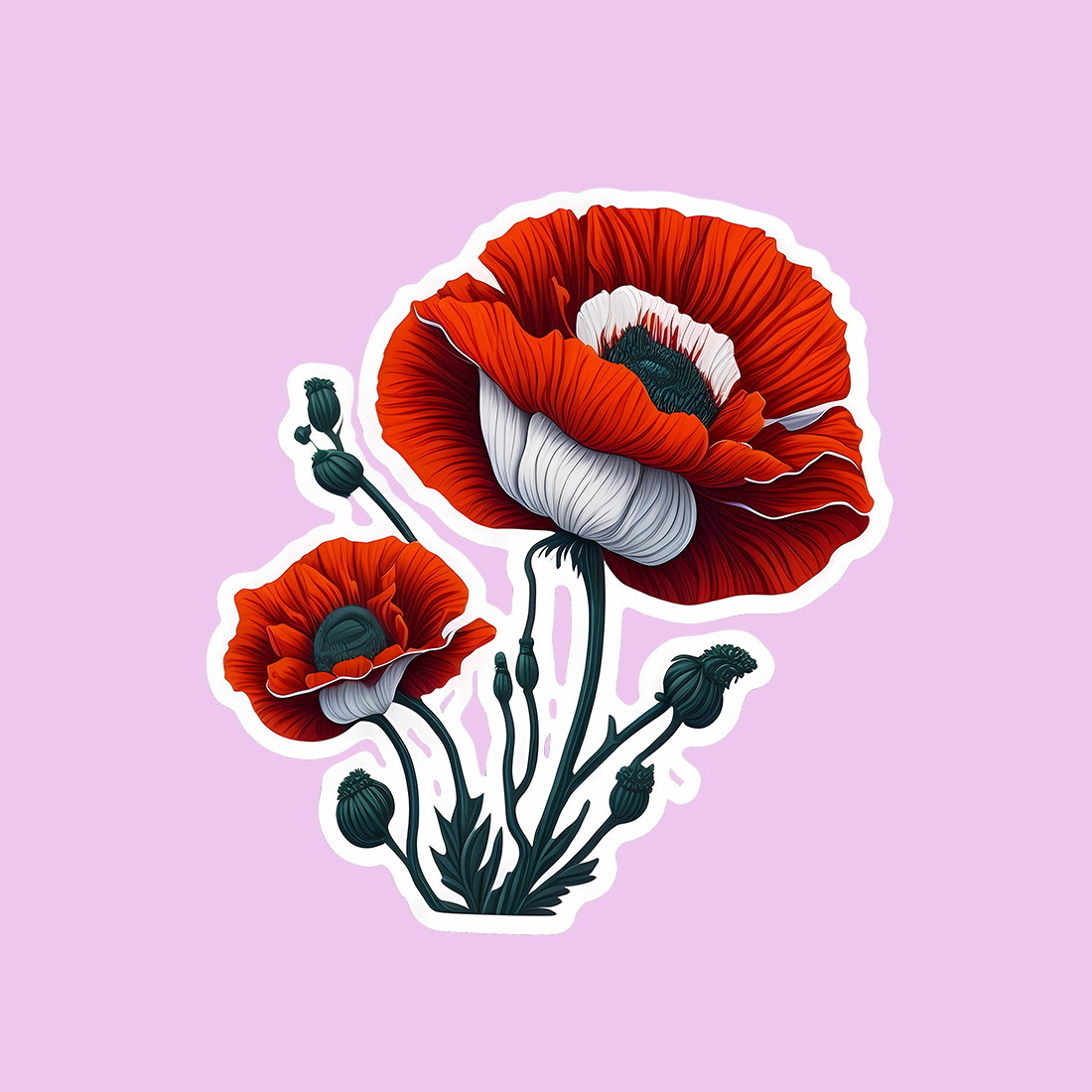 5 Different Flowers Sticker preview image.
