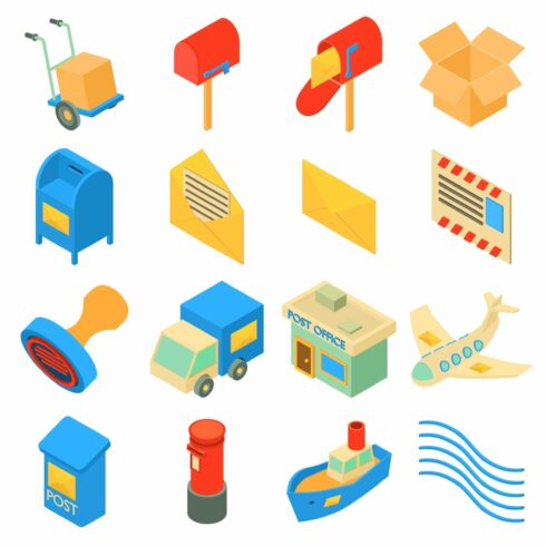 Poste service icons set cover image.