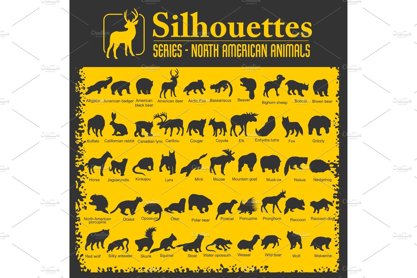 Silhouettes - North American animals. cover image.
