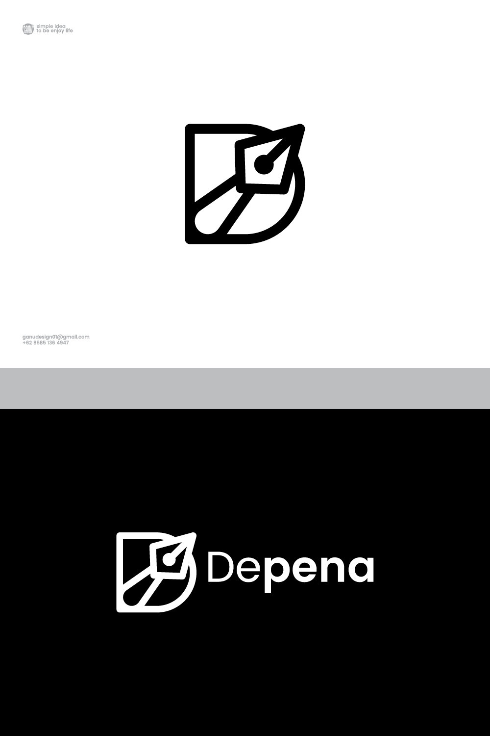 D letter logo with Pen design pinterest preview image.