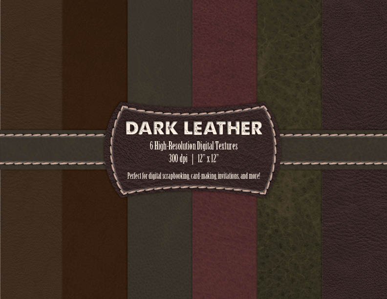 6 Dark Leather Digital Textures cover image.