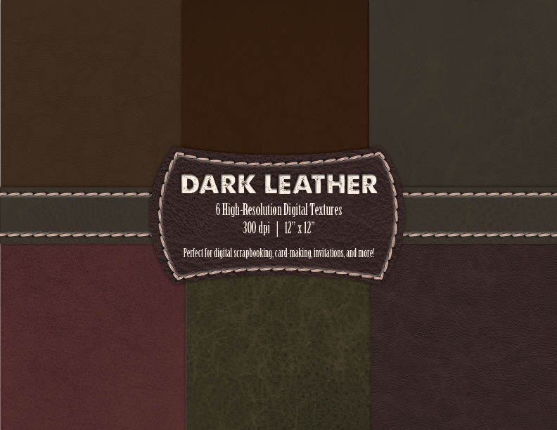 6 Dark Leather Digital Textures preview image.